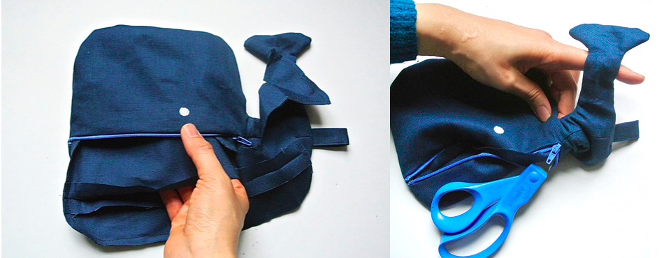 To show how to fit lining into outer fabric for whale snack bag