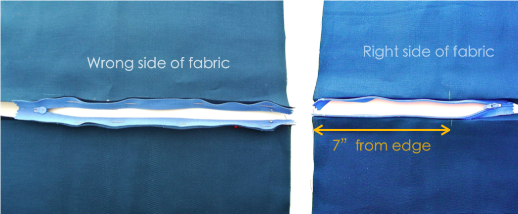 How to pin zipper to outer fabric of Whale snack bag