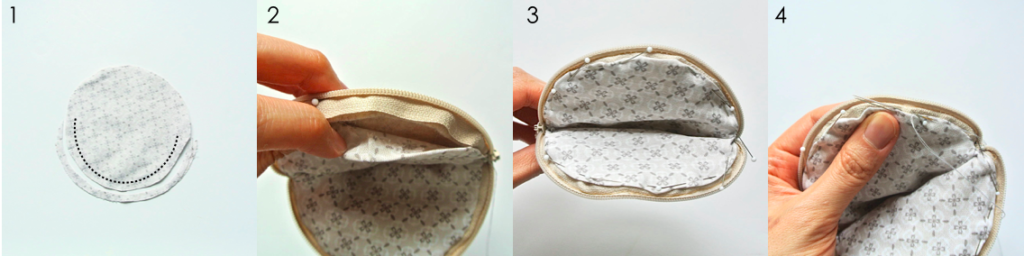To show how to sew lining in for Sewing Zipper to Pancake Coin Purse