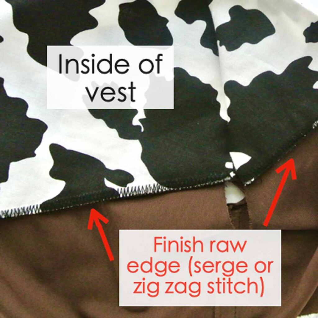Finishing raw edges inside vest