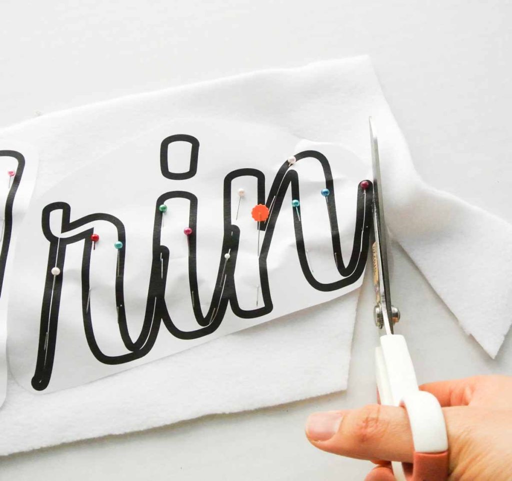 Cutting out Applique Letters on Printout and Fabric