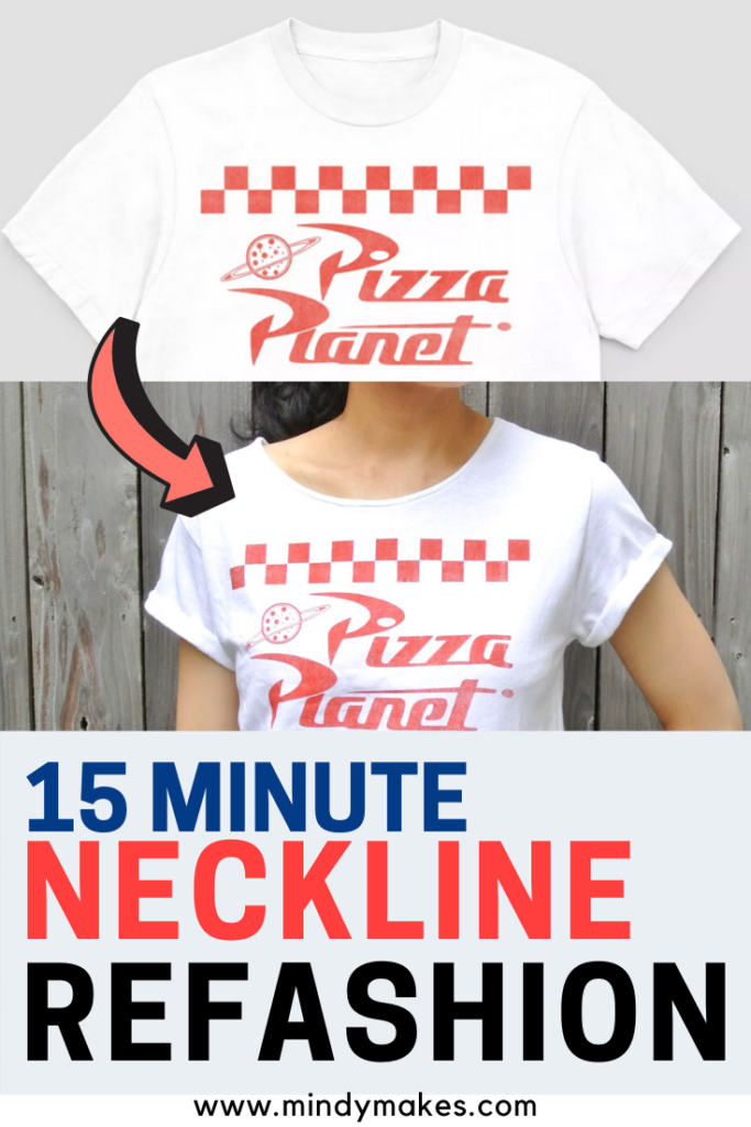 How to refashion a t shirt neckline in 15 minutes pinterest image