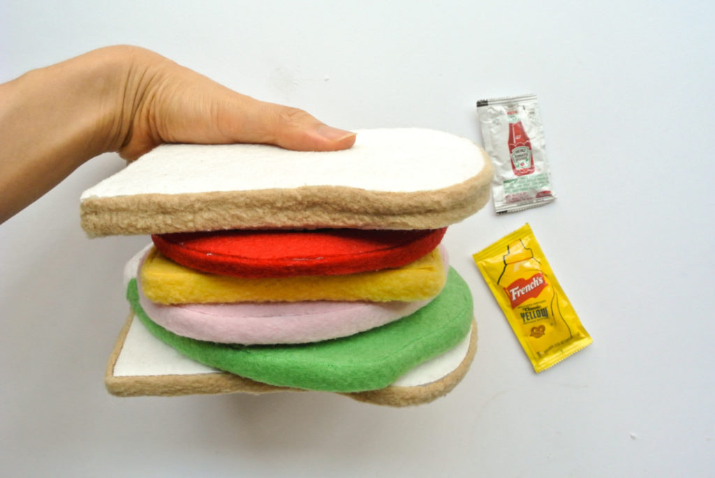 Cardboard Play Food Sandwich Side View FInished 