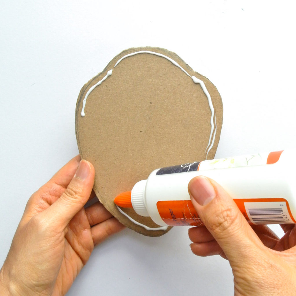 Applying glue to Cardboard Pretend play Food Felt Lettuce