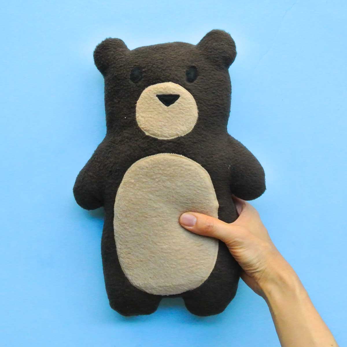 Finished DIY Homemade Plush Bear with Hands holding it