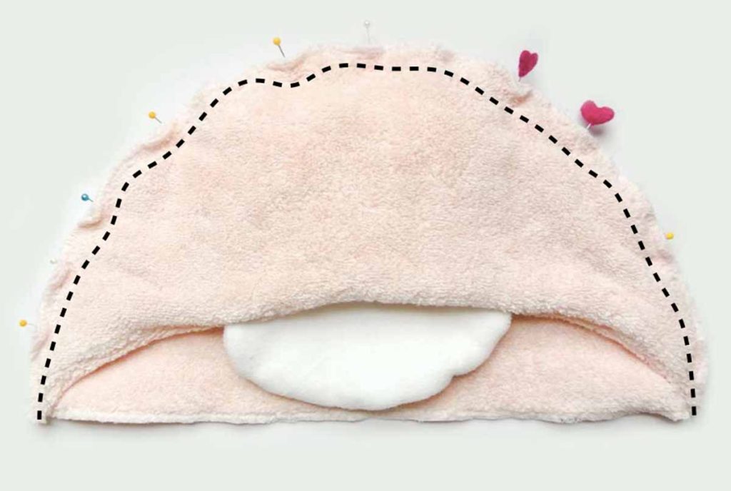 Stitching Hood Front to Hood Back. How to make kids Baby Toddler Hooded Towel
