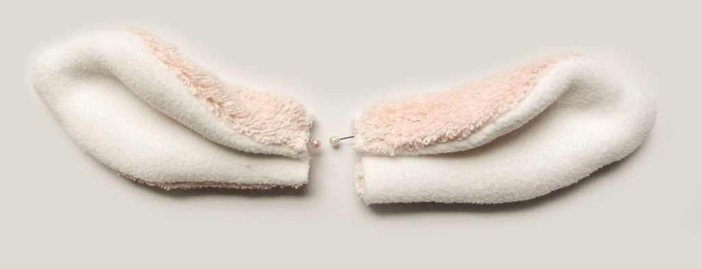 Unicorn Ears Pinned down. How to make DIY Unicorn Hooded Towel