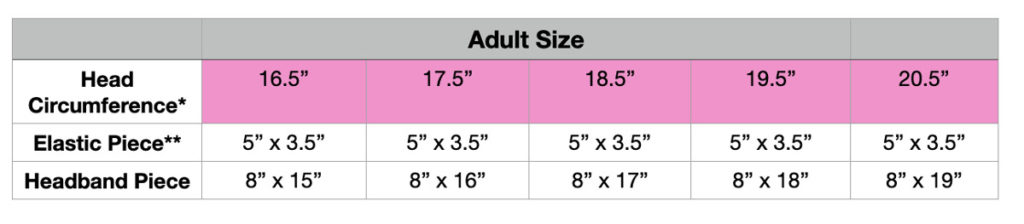 DIY Headband Sizing Chart for Adults