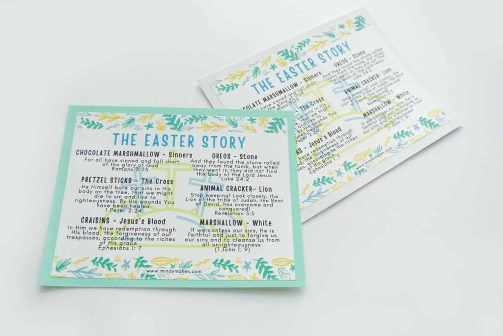 Easter Snack Mix Printable backed on colored cardstock