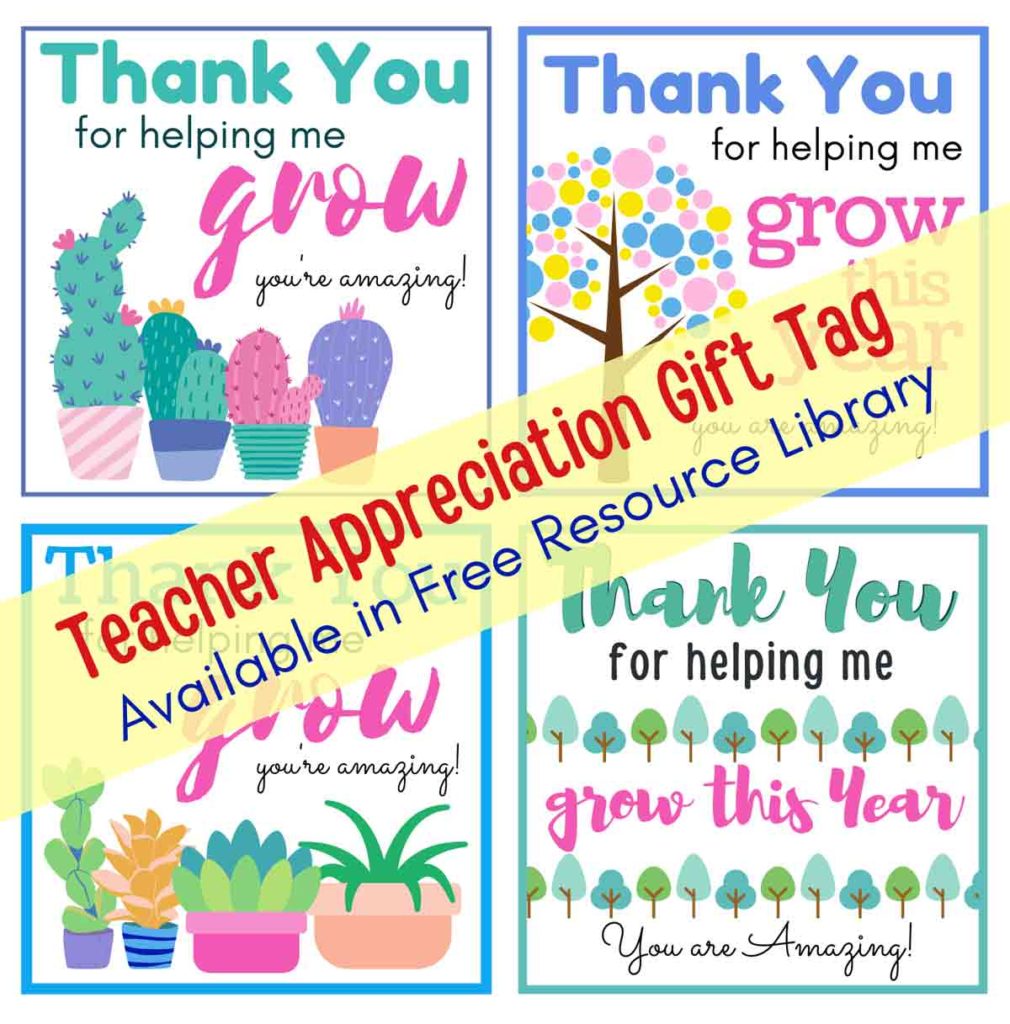 Thank you for helping me grow Teacher Appreciation Gift Tag Image