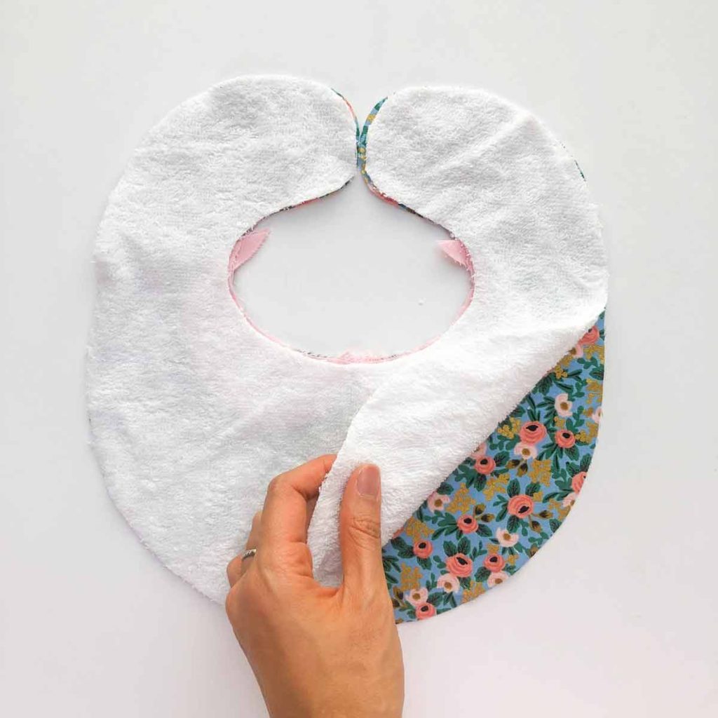 How to Make Baby Bib with Peter Pan Collar. Sewing bib right sides together