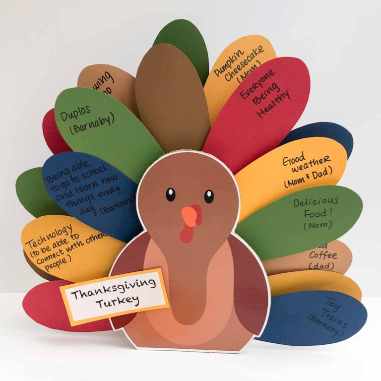 “Thanksgiving Turkey” Craft for Kids (Free Printable)