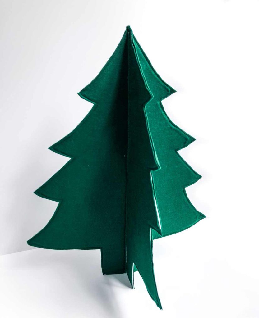 How to make a 3D Felt Christmas Tree with Free Printable pattern. Finished tree pieces glued together