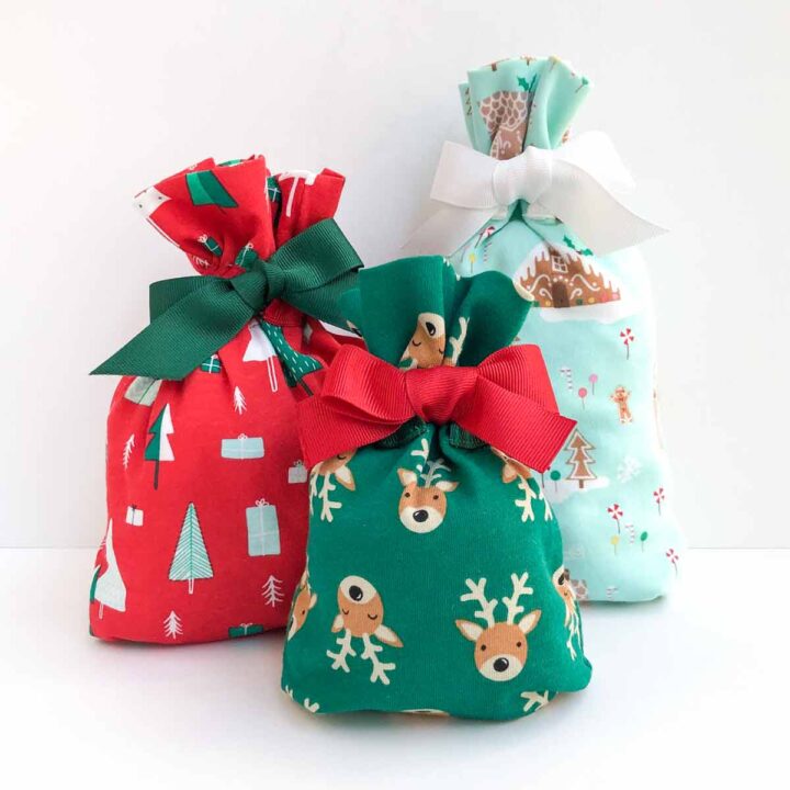 How to Sew A Fabric Drawstring Gift Bag (3 Sizes)