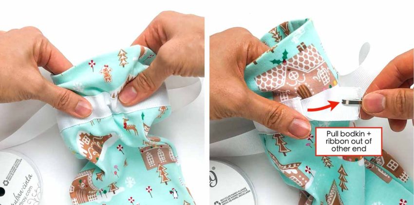 Easy Fabric Drawstring Gift Bag with a Gusset (Free Pattern) - MindyMakes