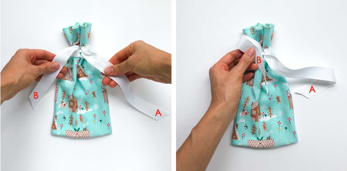 Drawstring Ribbon Easy Fabric Drawstring Gift Bag with a Gusset (Free Pattern) - MindyMakes