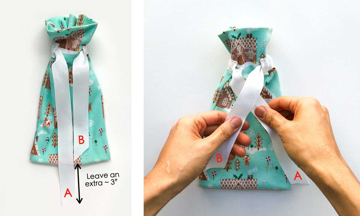 Drawstring Ribbon Easy Fabric Drawstring Gift Bag with a Gusset (Free Pattern) - MindyMakes
