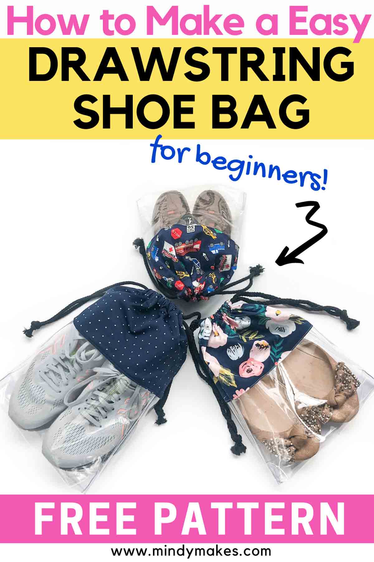 How to Make a Very Easy Drawstring Bag (Free Pattern in 4 Sizes
