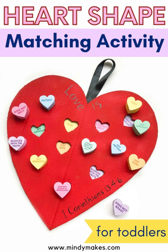 Heart Shape Activities for preschoolers pinterest image. Biblical activity on love. 