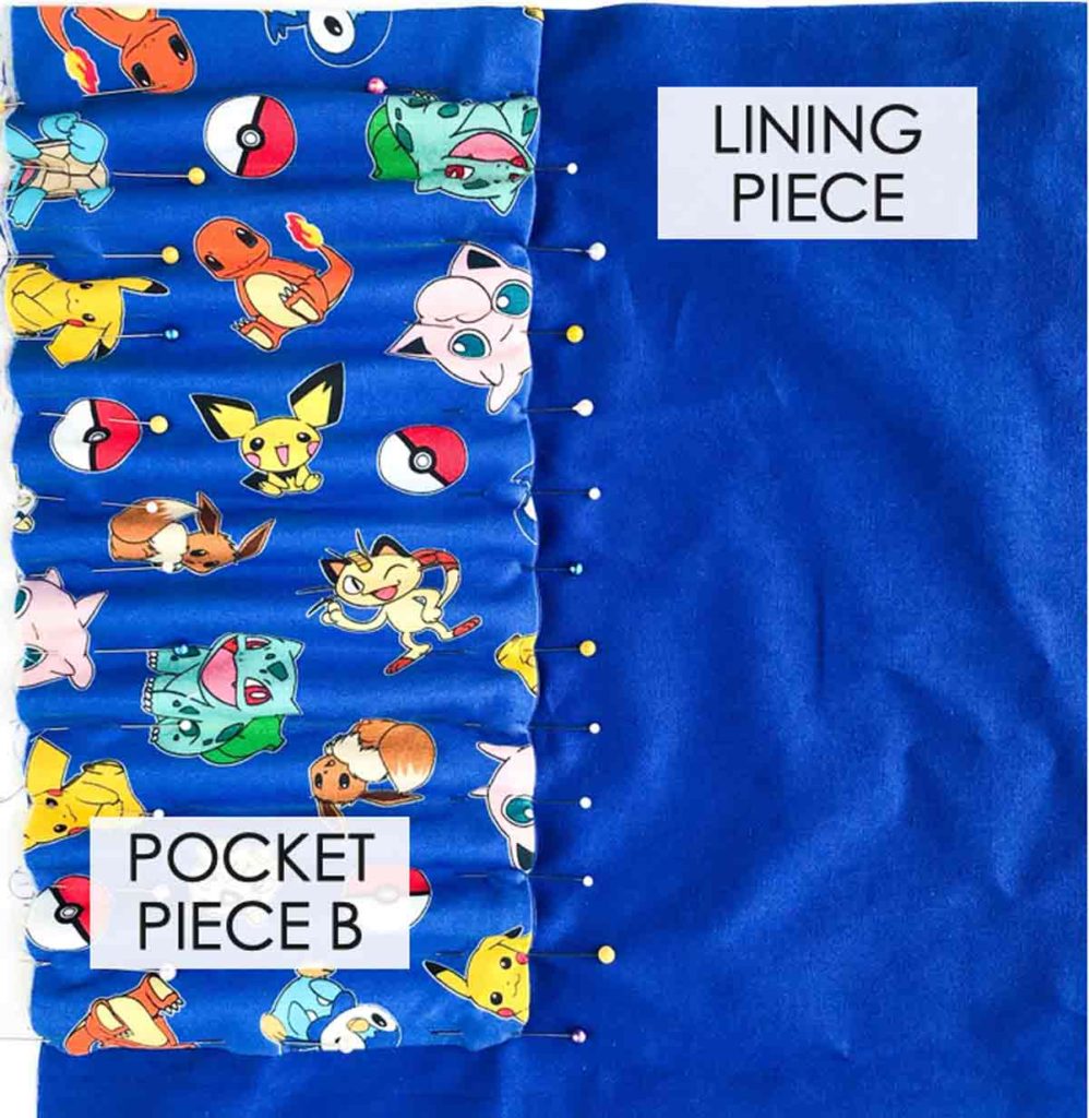 Coloring Book and Crayon Holder Pattern. Pinning pocket piece B to lining