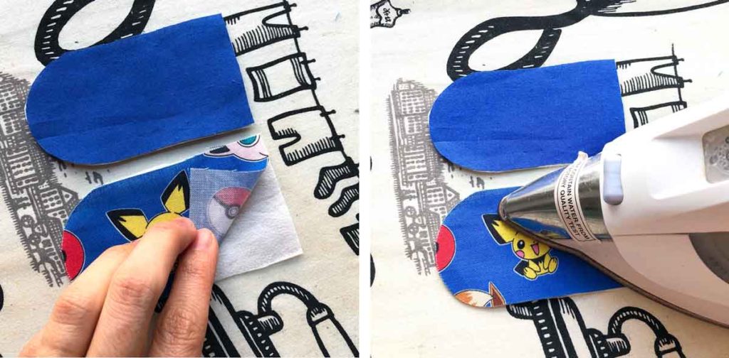 Coloring Book and Crayon Holder Pattern. Ironing fusible interfacing onto flap closure
