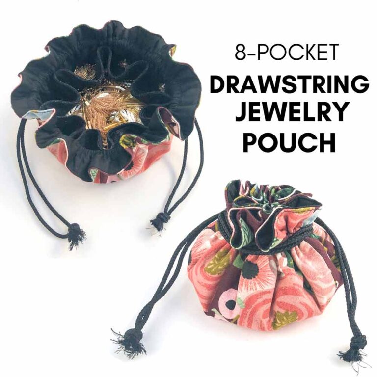 Simple Easy Drawstring Jewelry Pouch with 8-Pockets (Free Pattern)