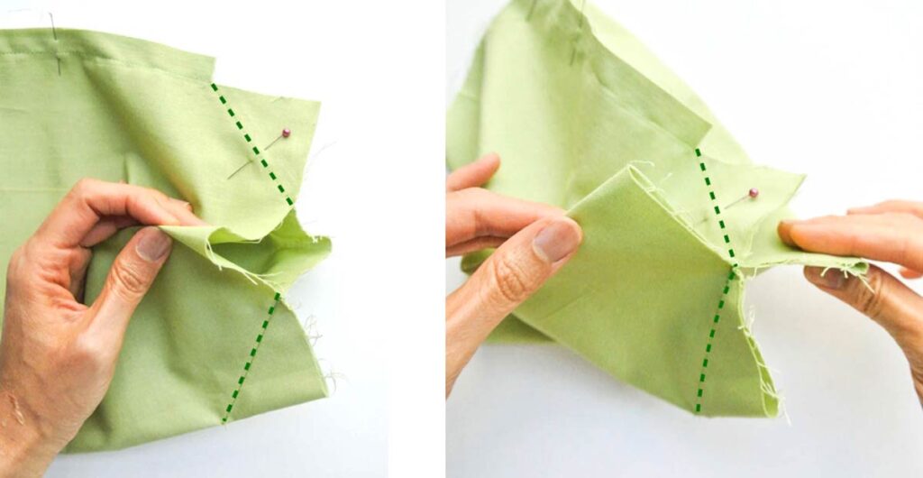 Drawstring dice bag pattern. Sewing bottom darts of bag