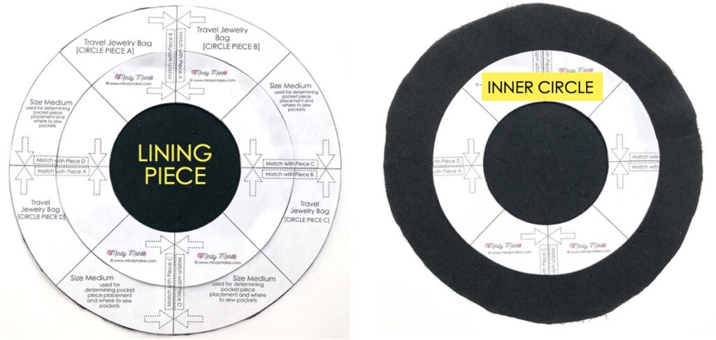 Placing circle piece on lining and removing outer circle