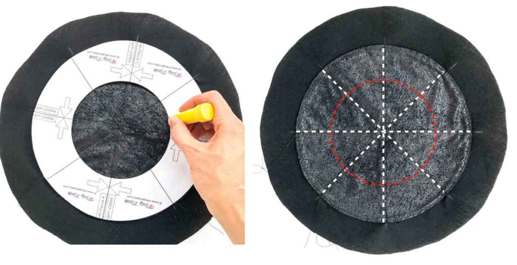 marking and sewing inner circle on pocket piece