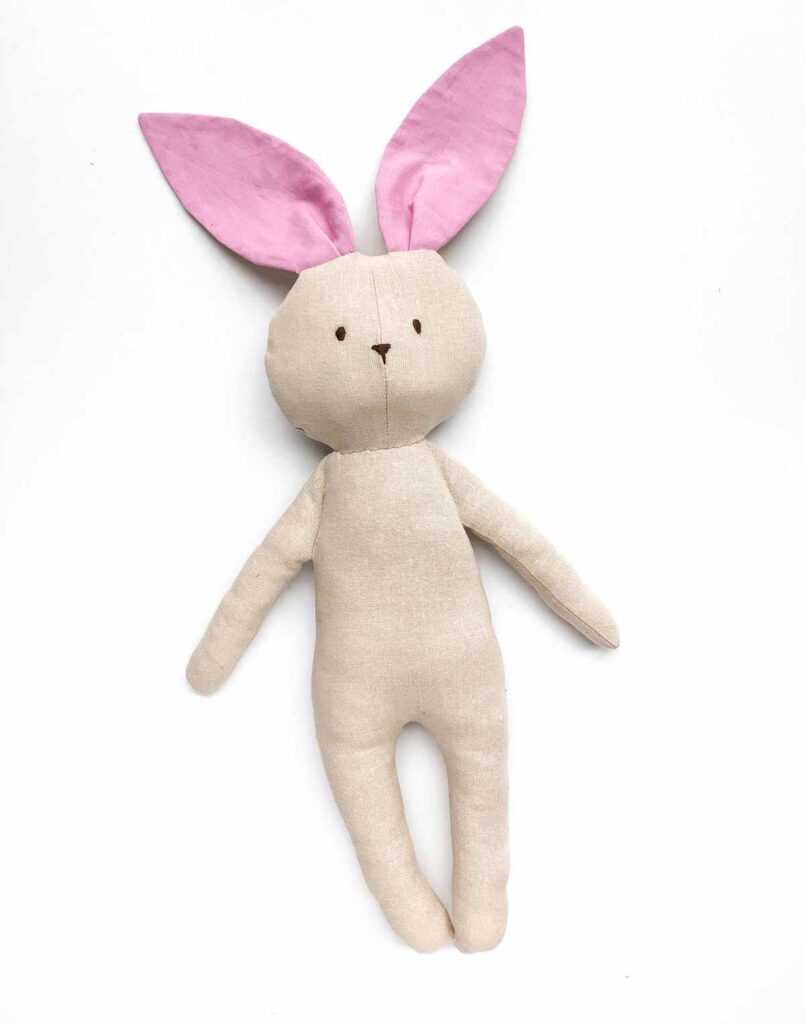 Finished stuffed bunny plush. Bunny Sewing Pattern