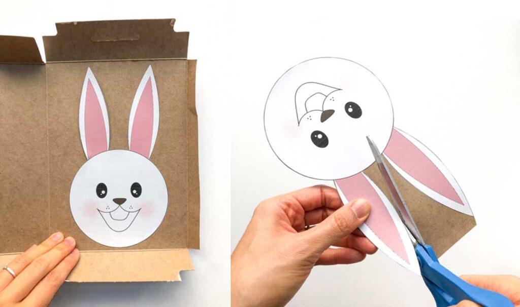 Feed the Bunny alphabet activity for preschoolers. Cutting out bunny face