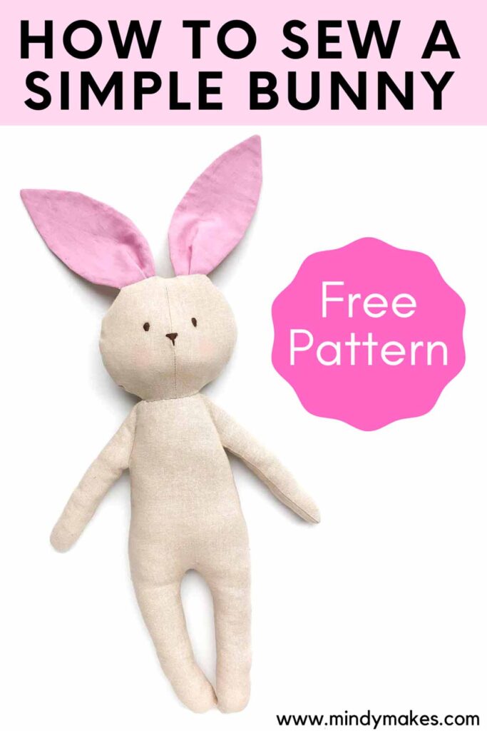Simple Bunny Sewing Pattern (Free Template) - MindyMakes