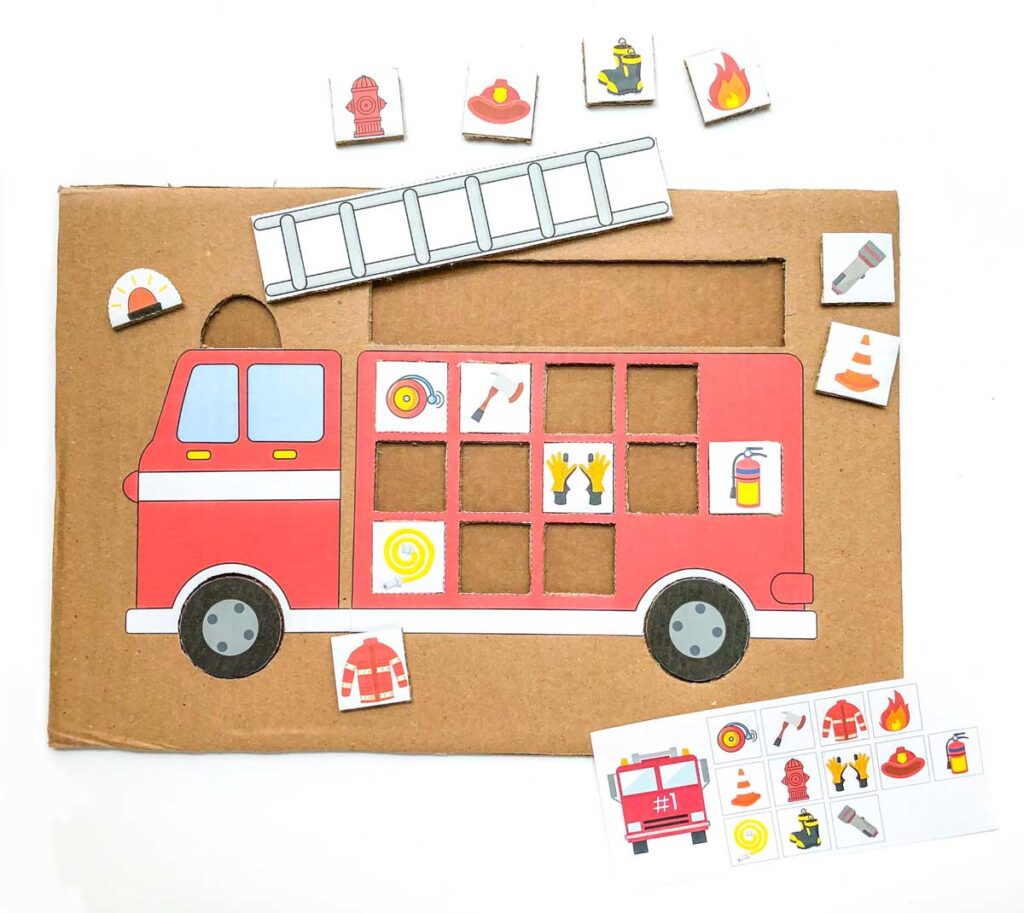 firefighter matching activity for toddlers