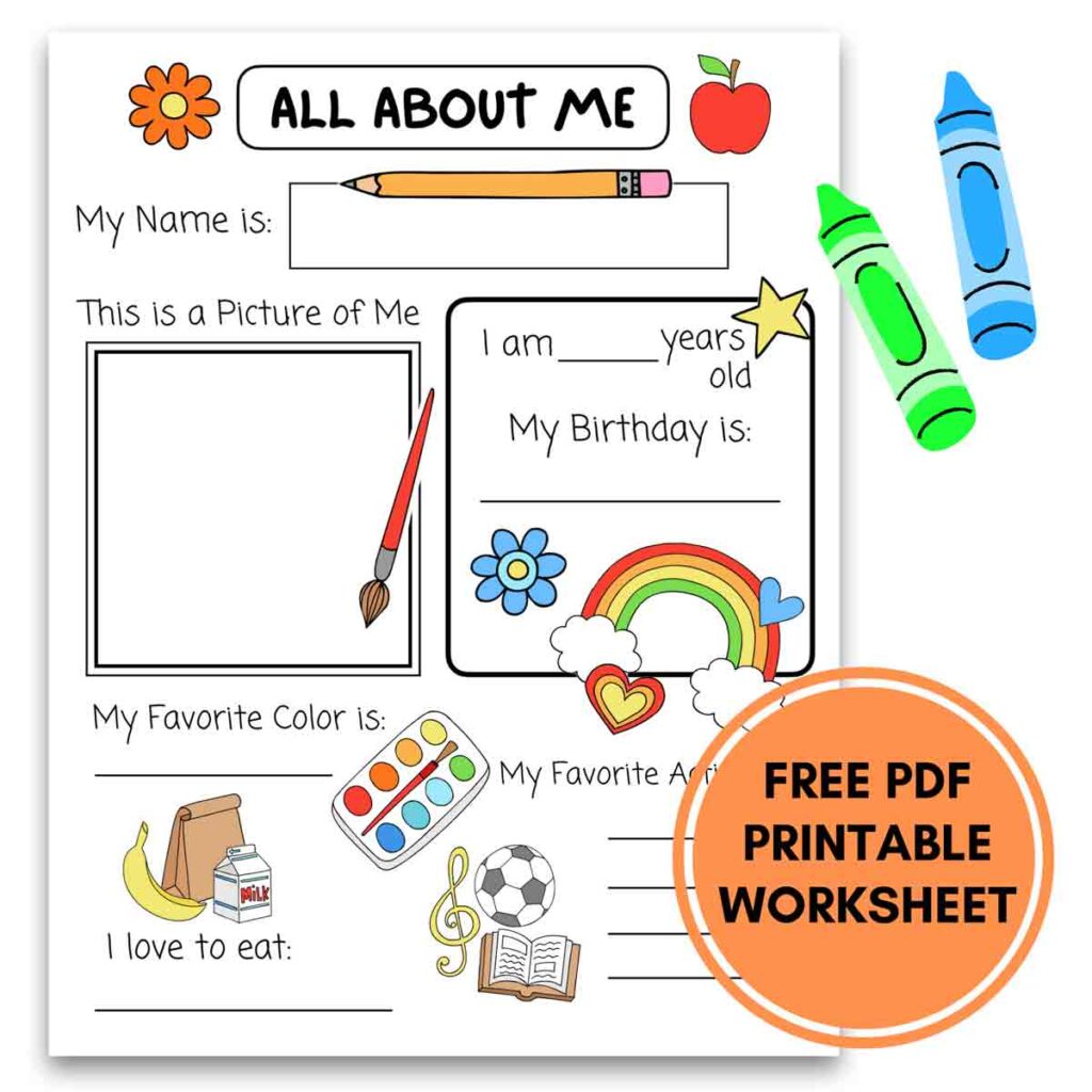 All about me printable worksheet Featured image