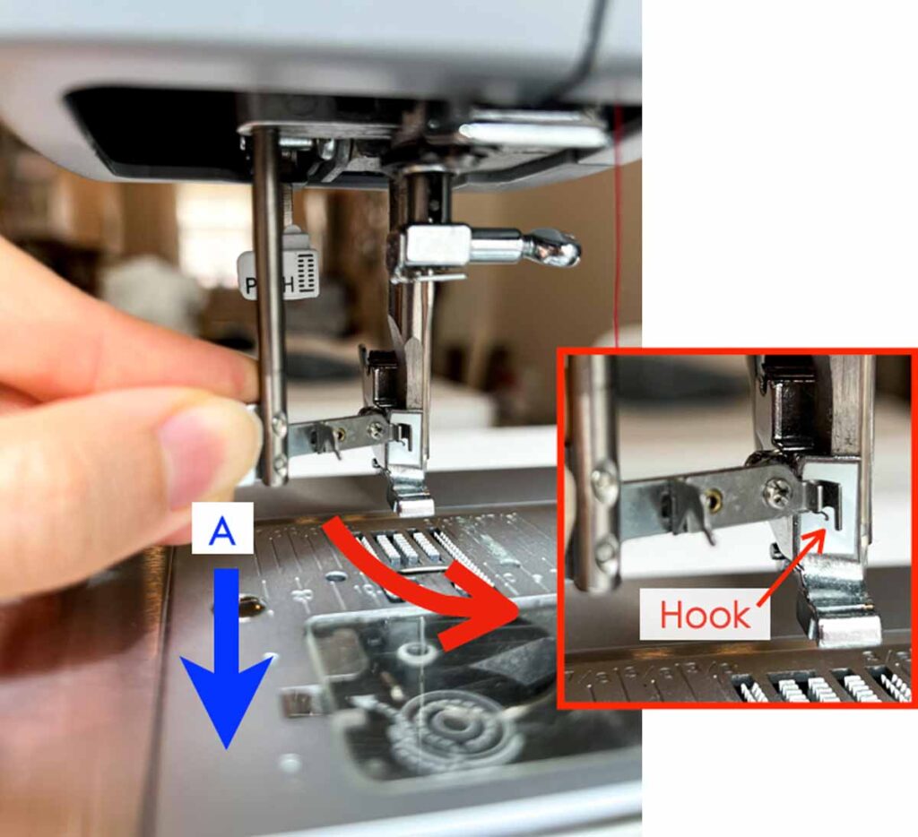 How to use a Needle threader on a sewing Machine - pulling needle threader lever down
