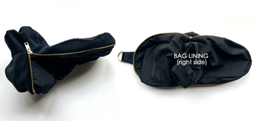 Turning sling bag to right side