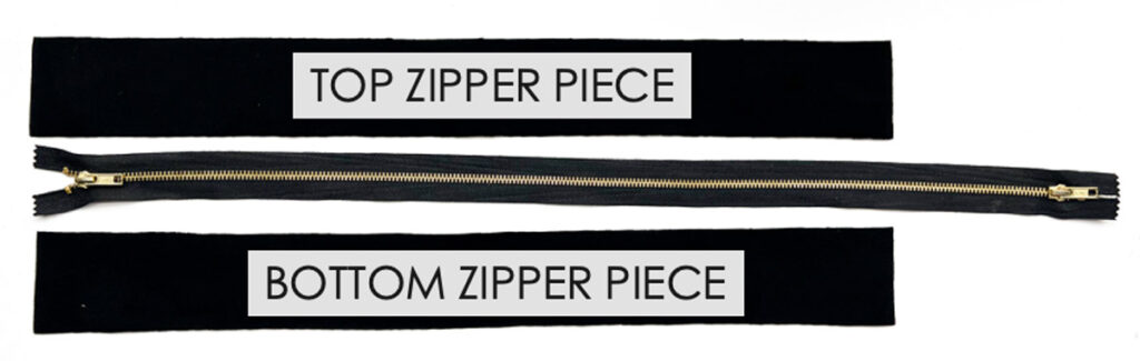 Zipper + Top zipper piece + Bottom Zipper Piece. Sling Bag Pattern.