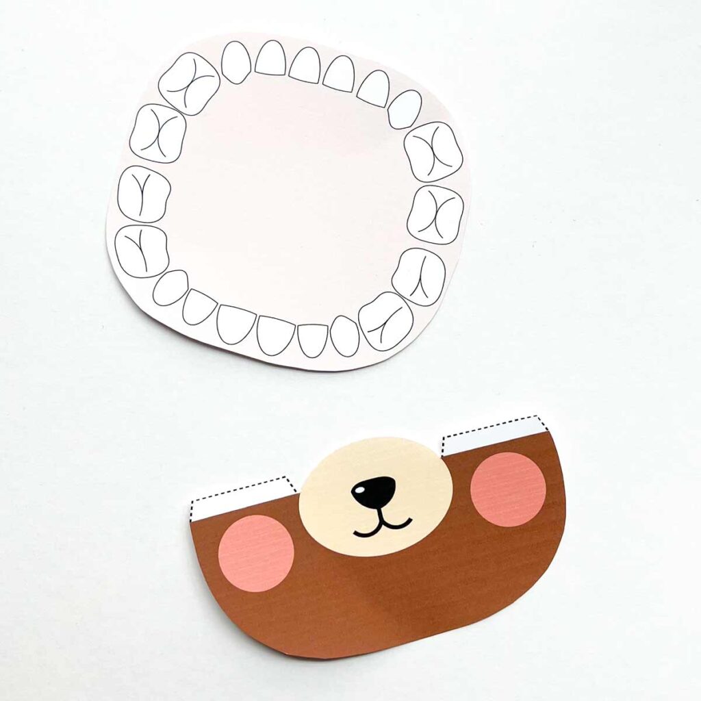 oral cavity and lift-a-flap cut out. Dental health activities for preschoolers