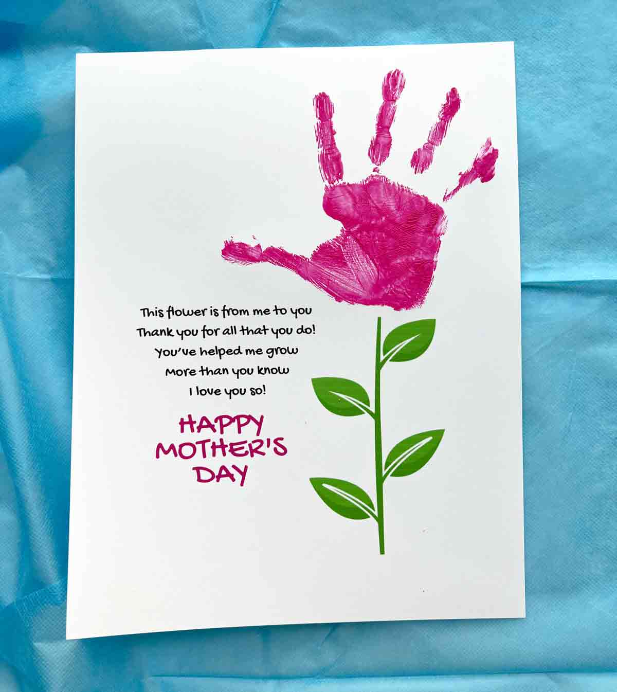 handprint flower completed! Mother's day handprint poem