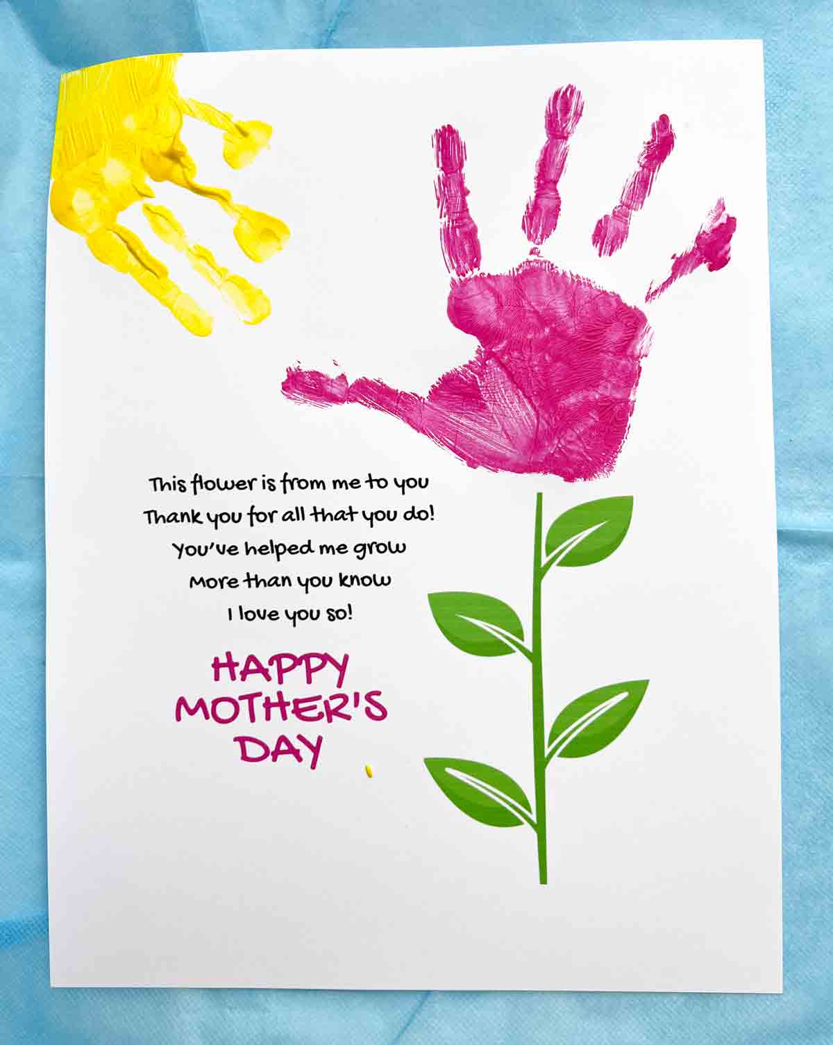 Final completion of handprint card.