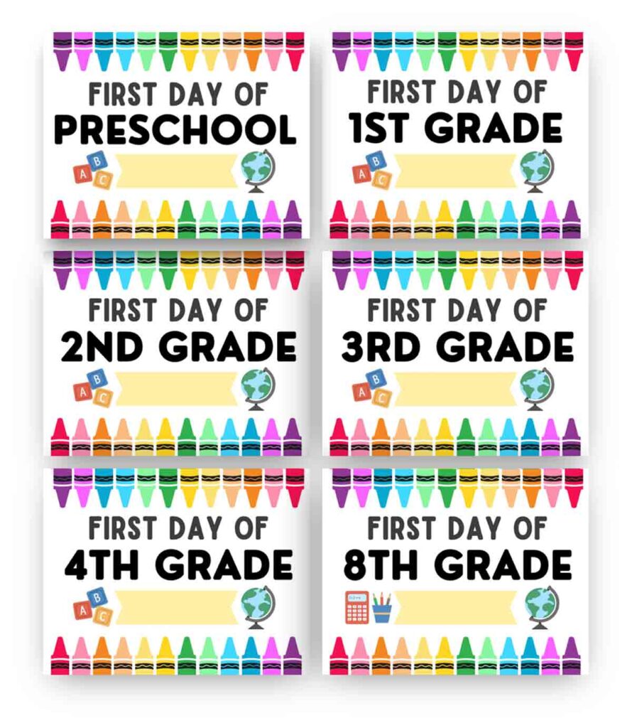 first day of preschool sign variations
