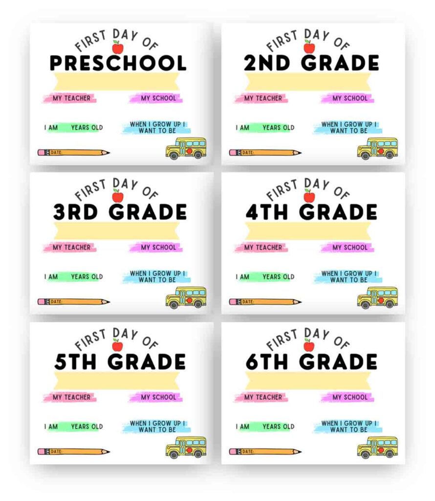 printable first day of preschool sign variation