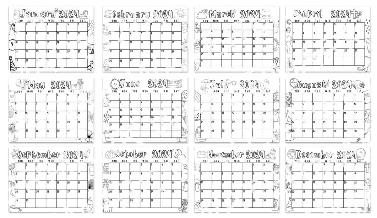 Free Printable Calendar for Kids Dated and Undated (20242025