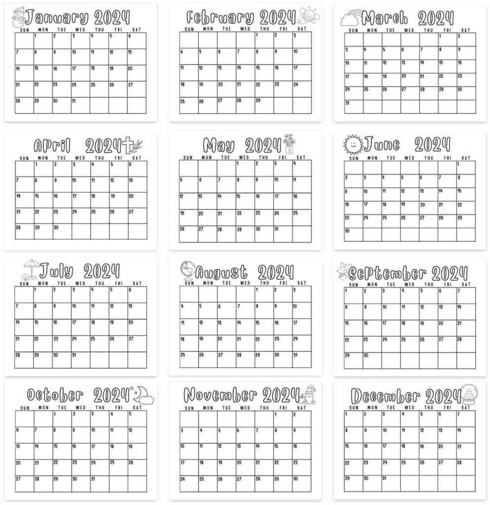 2024 And 2024 School Calendar Printable Coloring Inna Renata