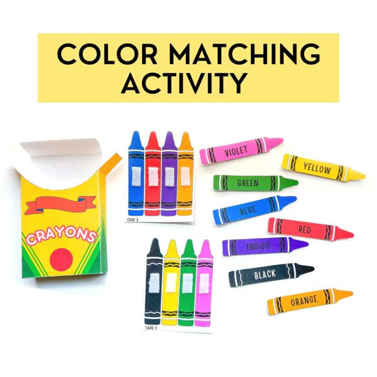 Crayon Color Match Activity for Toddlers and Preschoolers (Free Printable)