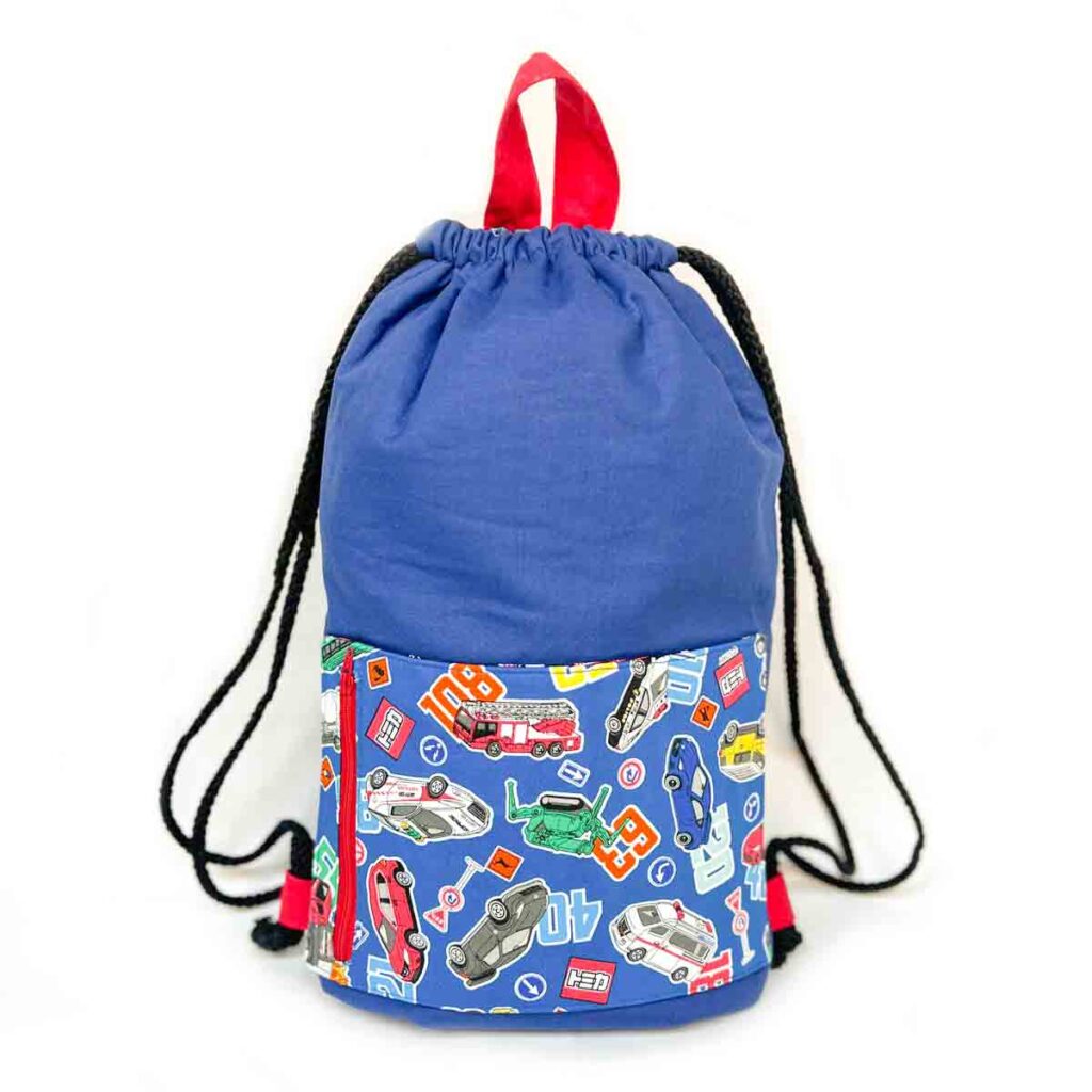 drawstring backpack finished, size medium and size large