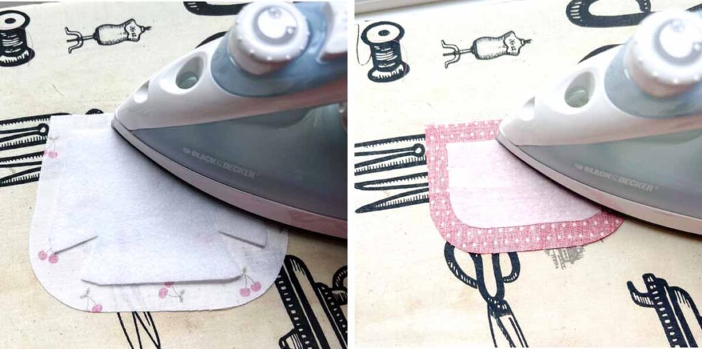 ironing on fusible interfacing to wrong side of fabric.