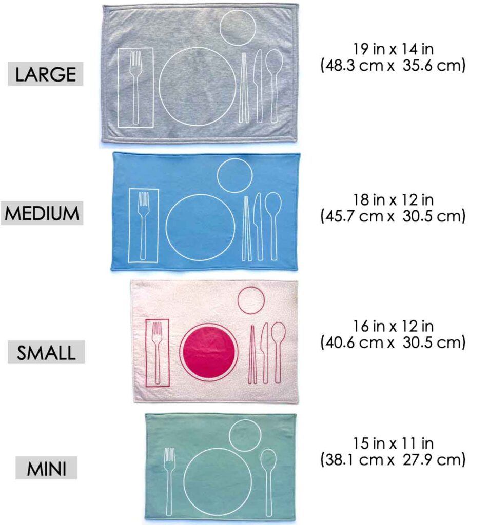 4 different sizes of placemats