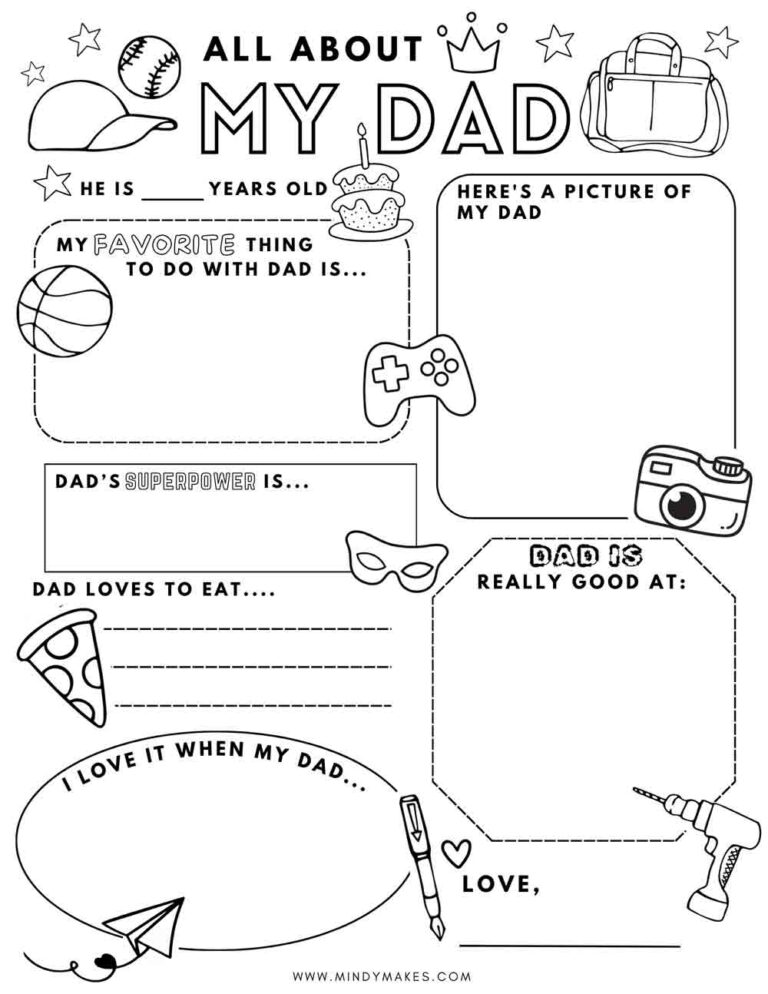 All About Dad Free Printable PDF - MindyMakes