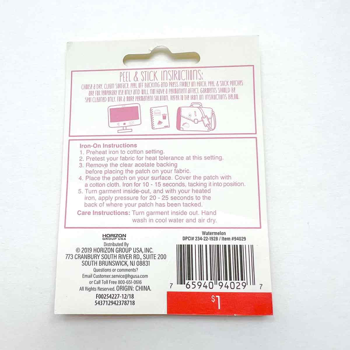 instructions for iron-on patch